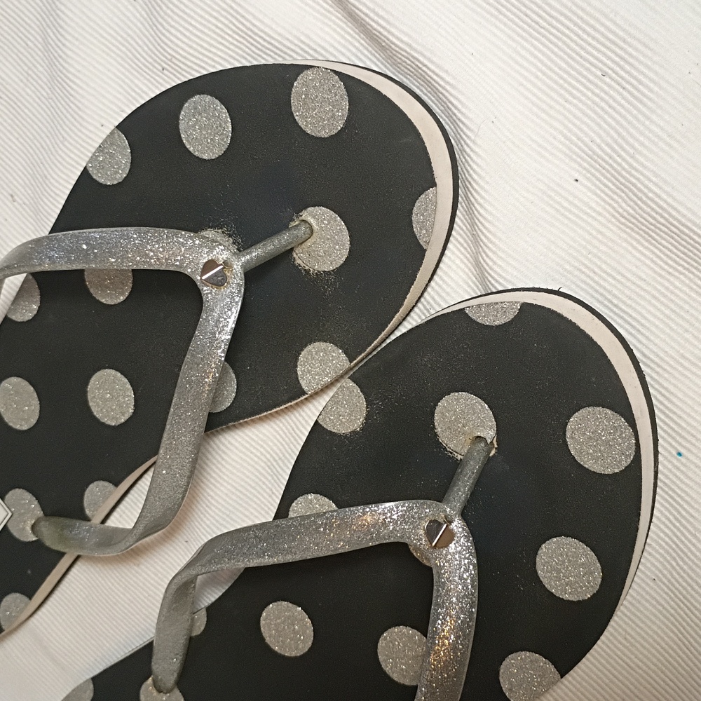 Kate Spade Silvery Polka Dot Flip Flops - Picture 4 of 5